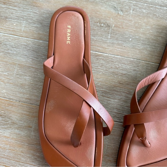Frame Le montauk brown leather sandals - Picture 3 of 5
